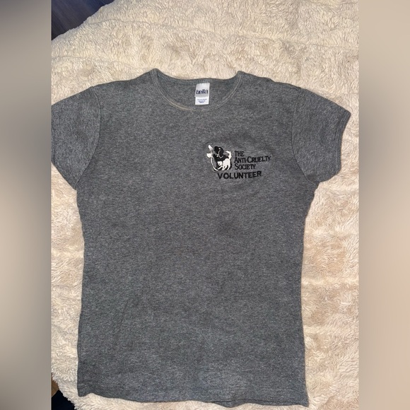 Vintage anti cruelty society volunteer animal shelter gray top 100% cotton - Picture 2 of 5